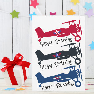 Cute Colourful Aeroplane, Boy Birthday, Minimalist Holiday Card