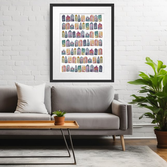 Cute Colourful Amsterdam Houses Watercolor Art Poster (Cute Colorful Amsterdam Houses Watercolor Art Poster
Wall Art Custom Dutch Canal House)