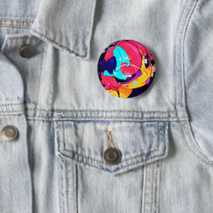 Cute Colourful Anime Girl Button