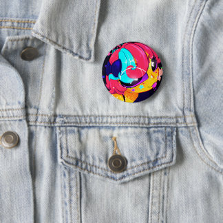 Cute Colourful Anime Girl Button