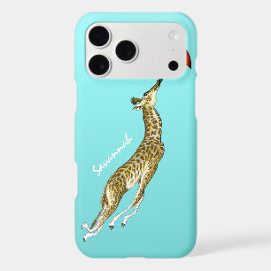 Cute Colourful Aqua Flying Giraffe Red Umbrella