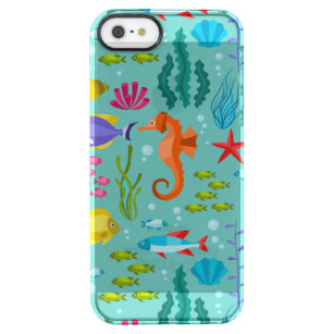 Cute Colourful aquatic life & animals illustration Clear iPhone SE/5/5s Case