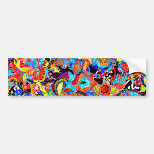 Cute colourful artistic flowers patterns bumper sticker