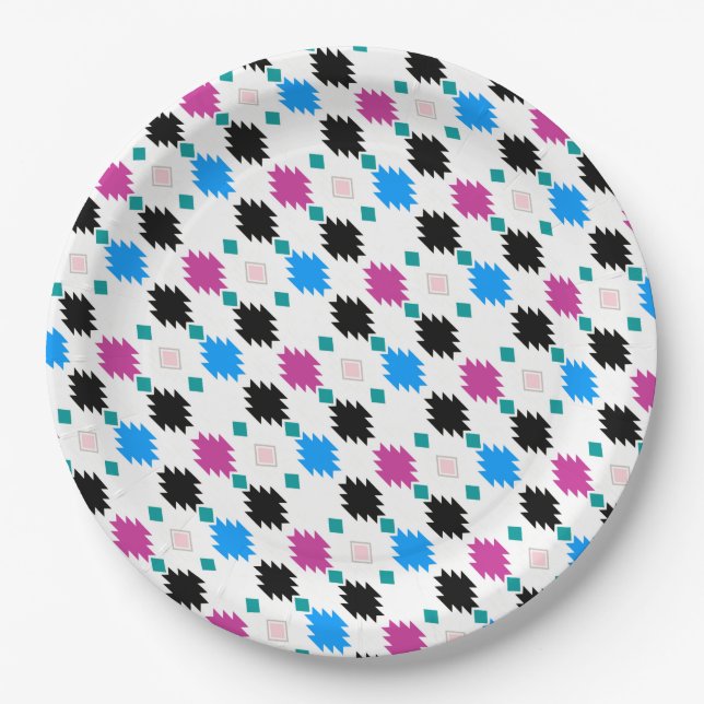 Cute colourful aztec pattern paper plate (Front)