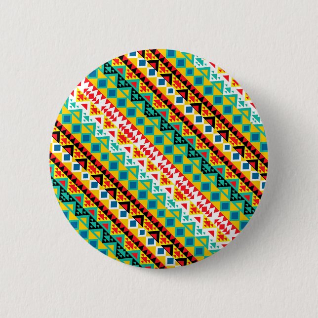 Cute colourful aztec patterns design 6 cm round badge (Front)