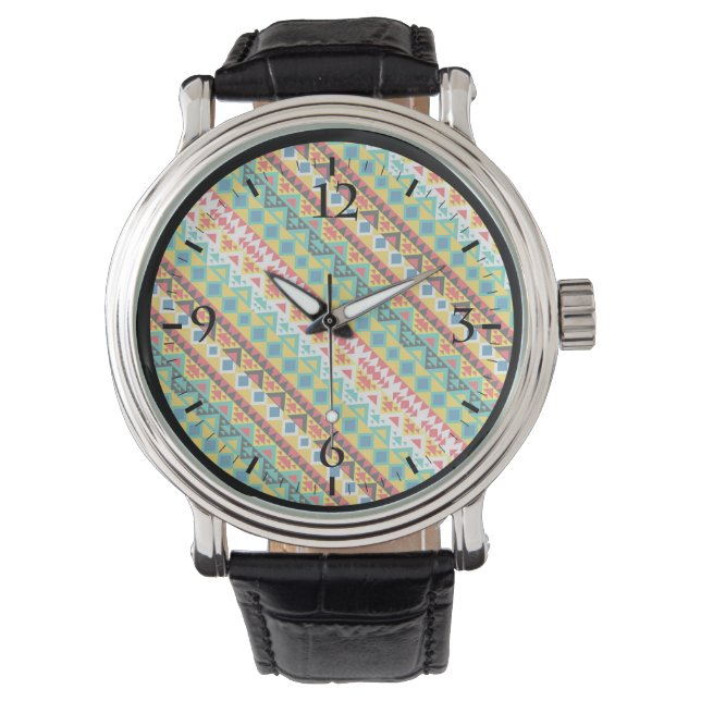 Cute colourful aztec patterns design paper cup watch (Front)