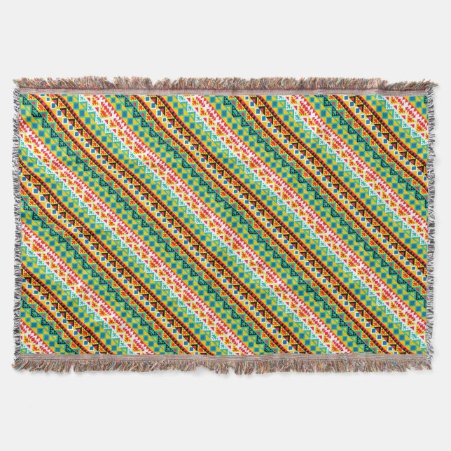 Cute colourful aztec patterns design throw blanket (Front)