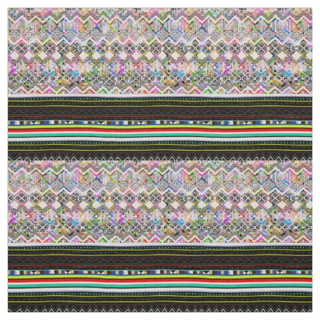 Cute colourful aztec tribal patterns fabric (Swatch)