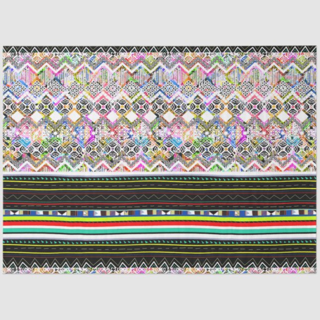 Cute colourful aztec tribal patterns tissue paper (Front)