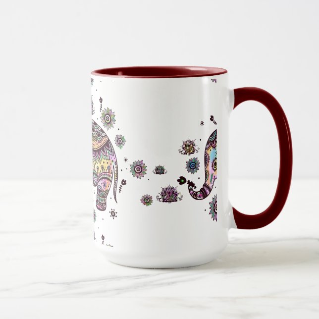 Cute Colourful Baby Elephant Illustration Mug (Right)