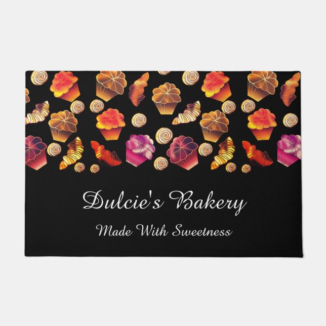 Cute Colourful Bakery, Chef, Caterer, Pastry Maker Doormat (Front)