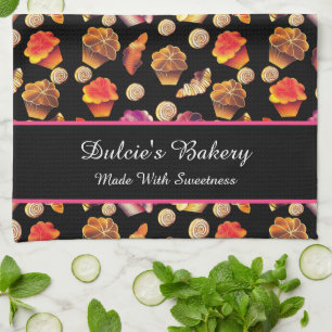 Cute Colourful Bakery, Chef, Caterer, Pastry Maker Tea Towel