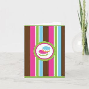 Cute Colourful Bakery Macaroons Stripes Thank You Card