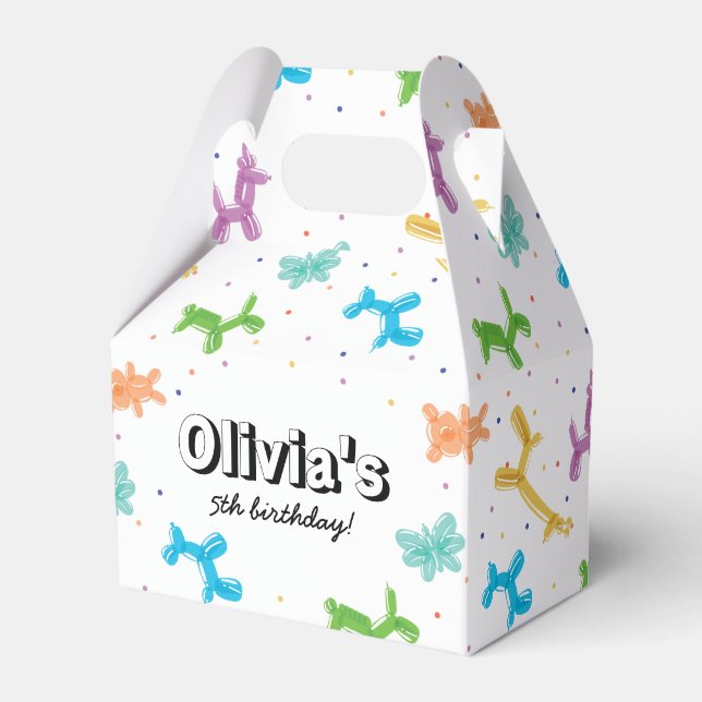 Cute Colourful Balloon Animals Birthday Party Favour Box (Front Side)