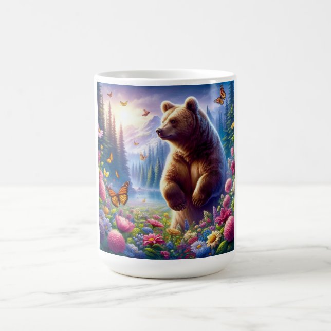 Cute, colourful bear & butterflies coffee mug (Center)