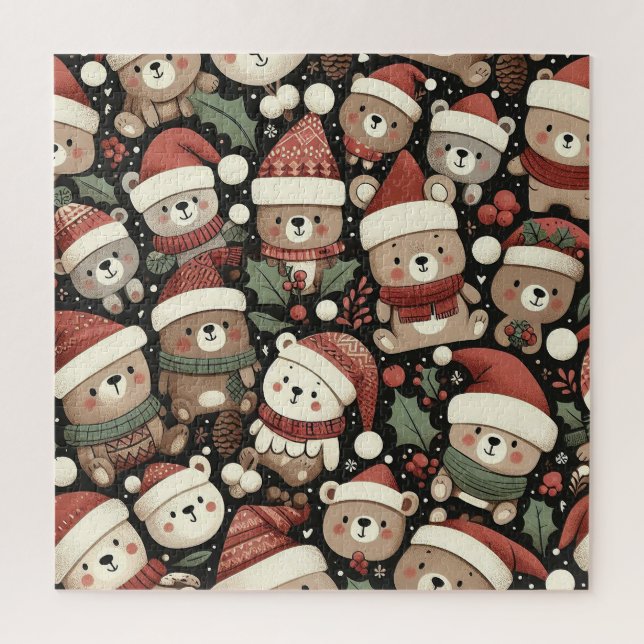 Cute colourful bears dressed for Winter Jigsaw Puzzle (Vertical)