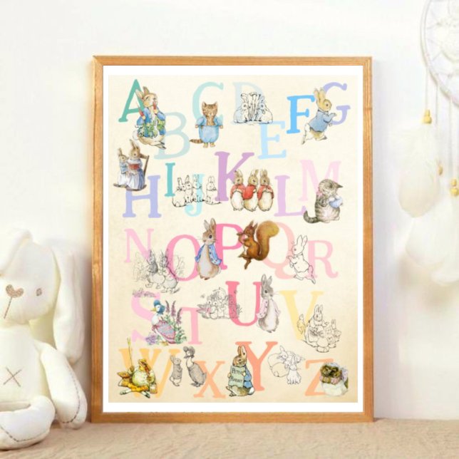 Cute Colourful Beatrix Potter Alphabet Nursery Poster (Creator Uploaded)