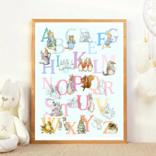 Cute Colourful Beatrix Potter Alphabet Nursery Poster