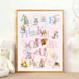 Cute Colourful Beatrix Potter Alphabet Nursery Poster