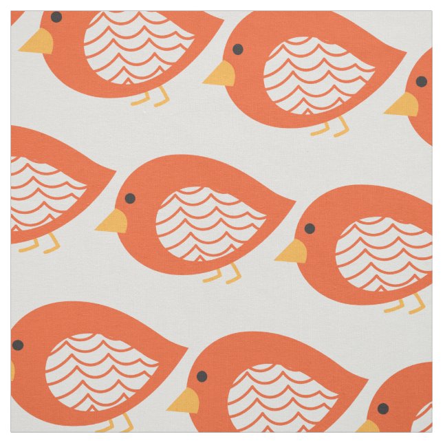 Cute colourful bird illustration fabric (Swatch)