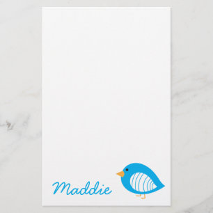 Cute colourful bird illustration stationery