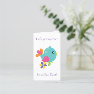 Cute Colourful Bird Play Date Appointment Card