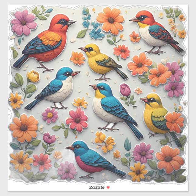 Cute Colourful Bird Sticker Collection Set 🐦 (Sheet)
