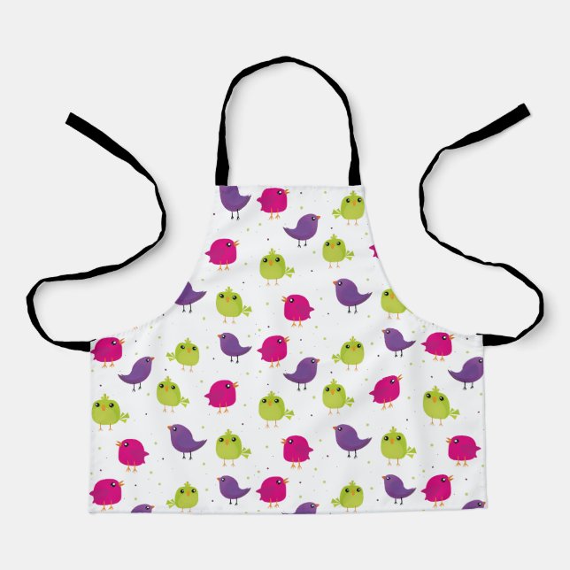 Cute colourful birds  apron (Front)