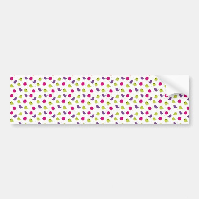 Cute colourful birds   bumper sticker (Front)