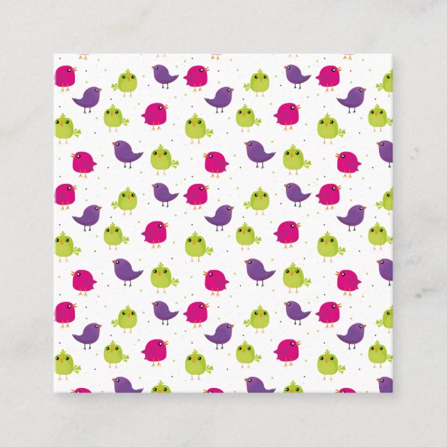 Cute colourful birds  calling card (Front)