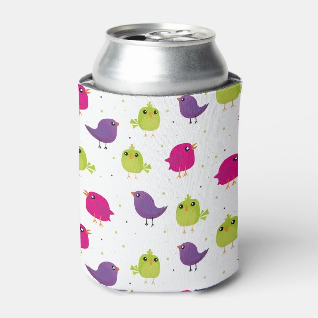 Cute colourful birds   can cooler (Can Front)