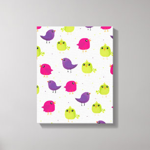 Cute colourful birds  canvas print