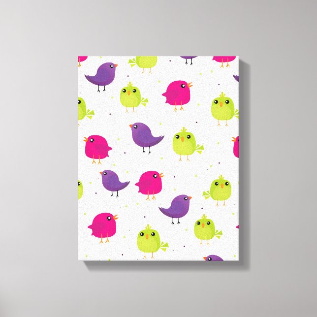 Cute colourful birds  canvas print (Front)