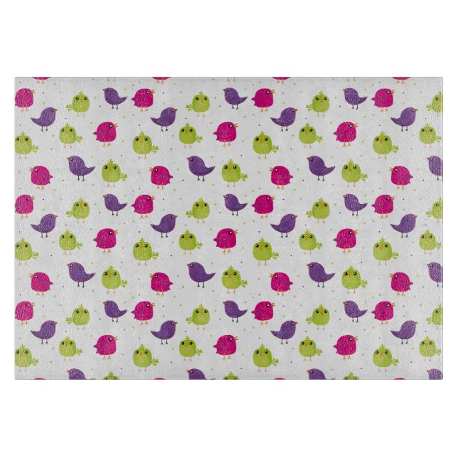 Cute colourful birds  cutting board (Front)