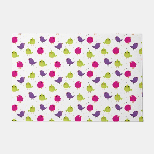 Cute colourful birds doormat (Front)