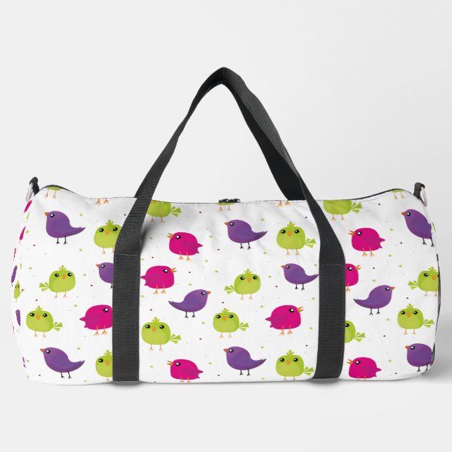Cute colourful birds  duffle bag (Front)