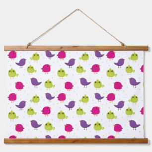 Cute colourful birds hanging tapestry