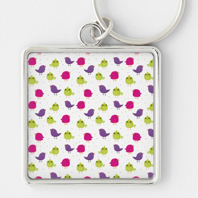 Cute colourful birds  key ring (Front)