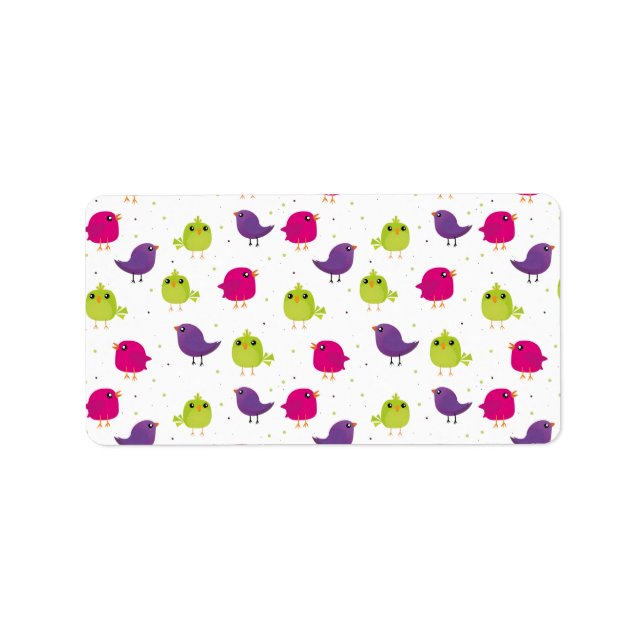 Cute colourful birds label (Front)