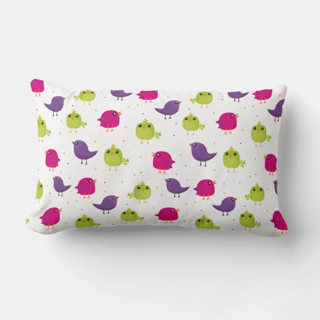 Cute colourful birds  lumbar cushion (Front)
