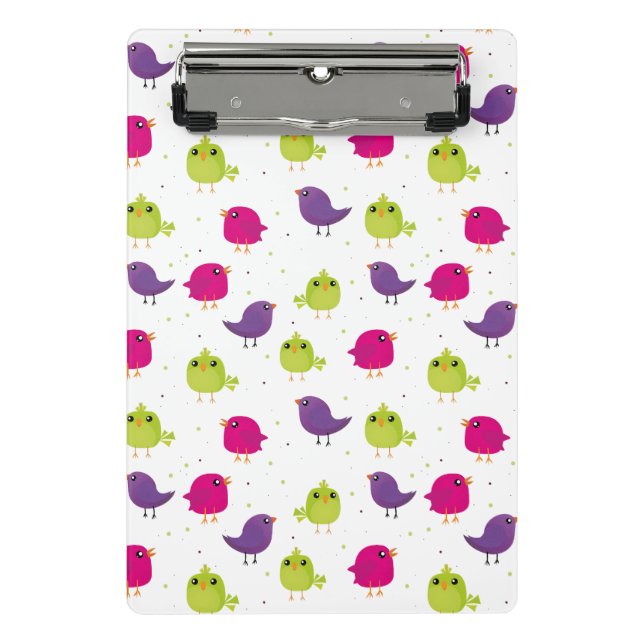 Cute colourful birds  mini clipboard (Front)