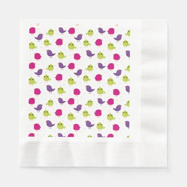 Cute colourful birds  napkin (Front)