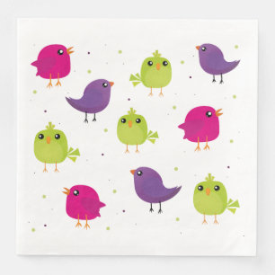 Cute colourful birds napkin