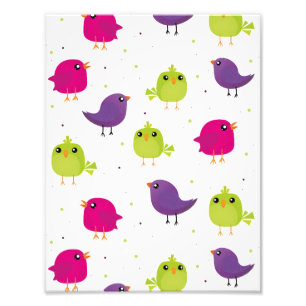 Cute colourful birds photo print