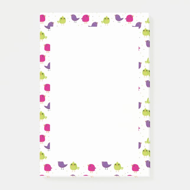 Cute colourful birds  post-it notes (Front)