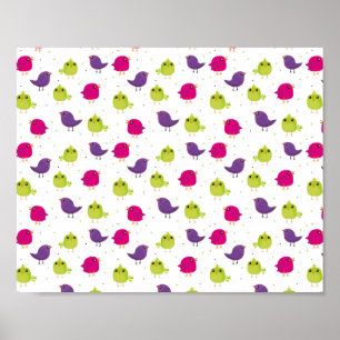 Cute colourful birds  poster