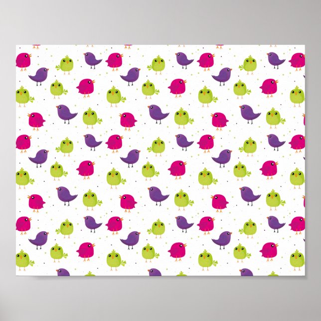 Cute colourful birds  poster (Front)