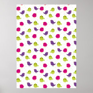Cute colourful birds  poster
