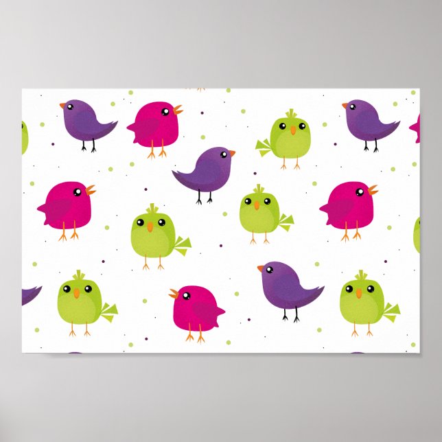 Cute colourful birds   poster (Front)