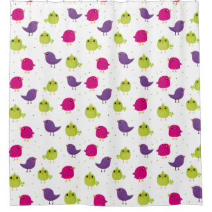 Cute colourful birds shower curtain